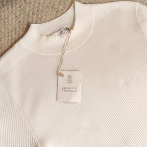 Brunello Cucinelli cotton ribbed jersey T-shirt with monili (New w/ tags) Size L